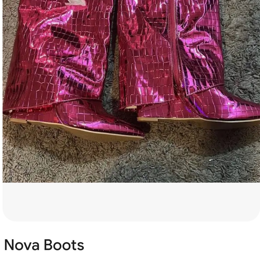 Fashion Nova Pink Shiny Boots